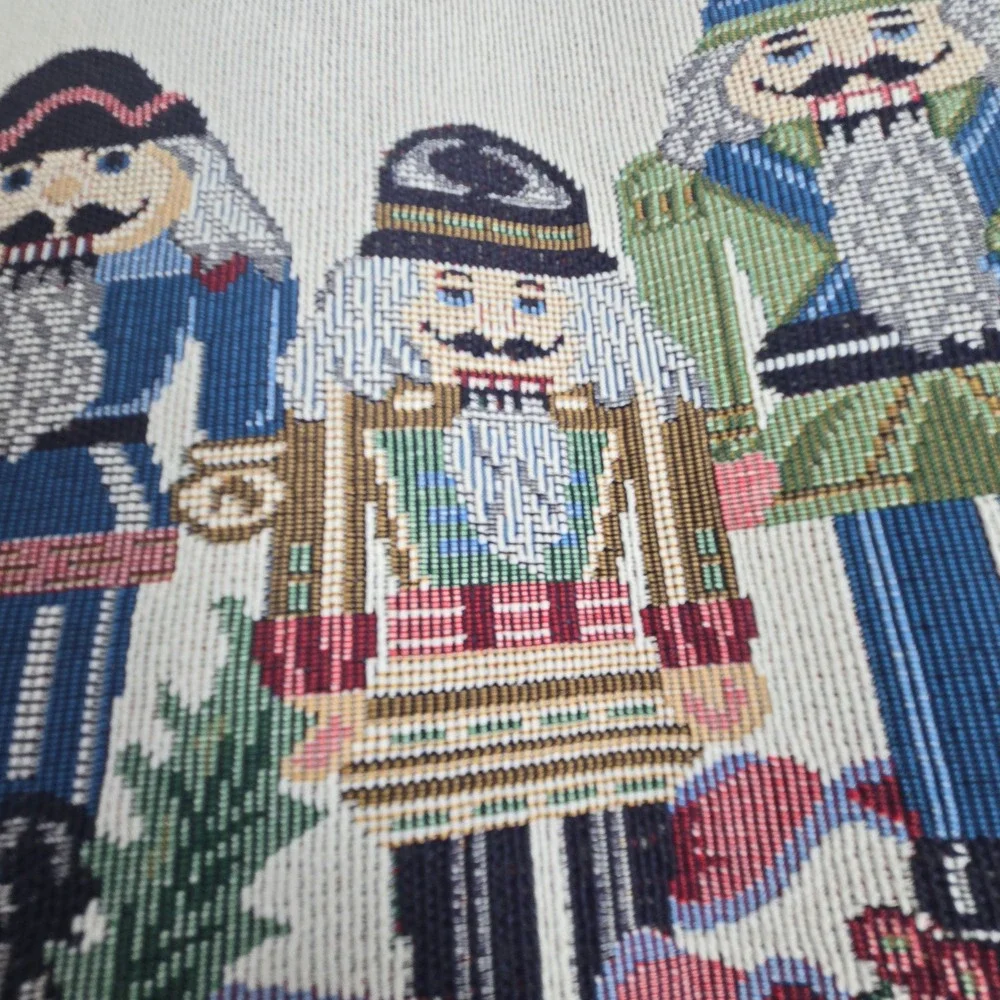 Vintage Table Runner Nutcracker Woven Tapestry Christmas Red Green 68x12